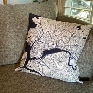 Map of Boston pillow sham for 18x18 throw pillow